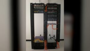 A Panduit Pan-Net Cable Management System found in an office building in Palo Alto, California.