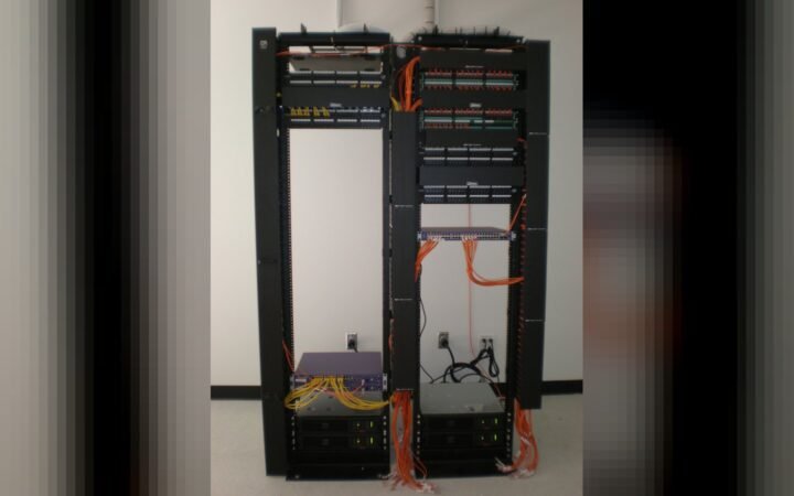 A Panduit Pan-Net Cable Management System found in an office building in Palo Alto, California.