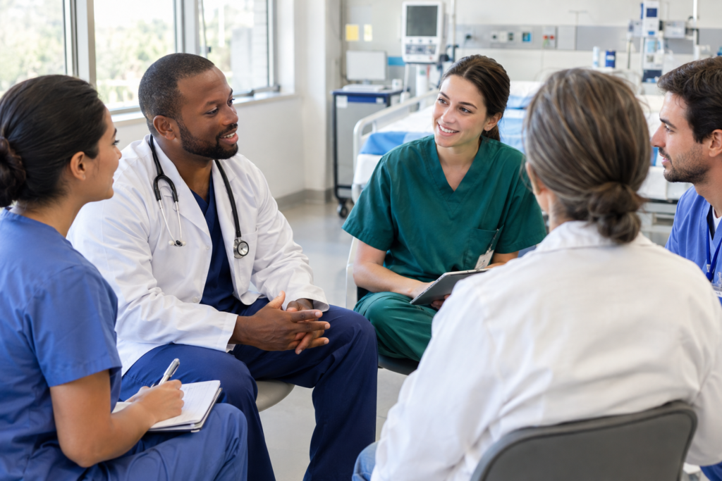 O atendimento reúne médicos, enfermagem e áreas como psicologia, serviço social, nutrição, fisioterapia e fonoaudiologia.