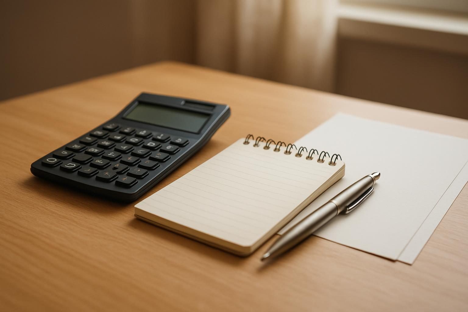 Calculadora e papéis sobre a mesa para calcular o valor do seguro-desemprego
