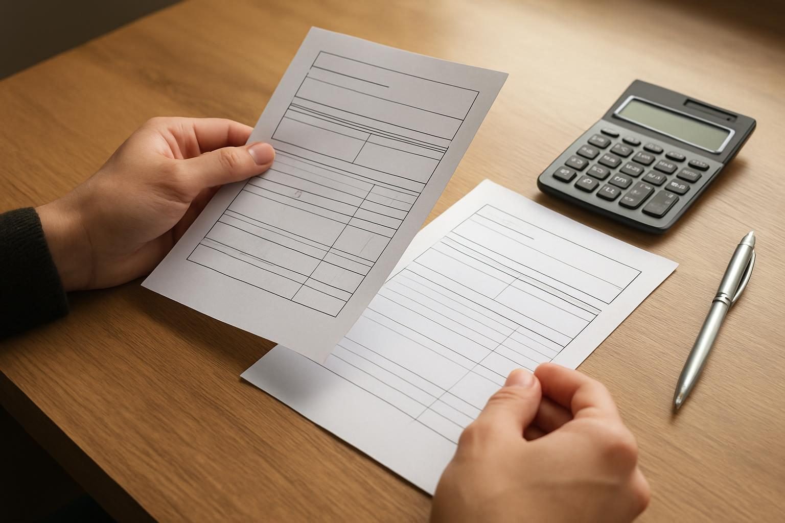 Trabalhador comparando holerites para conferir os depósitos do FGTS